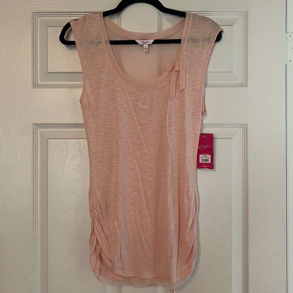 Candie's Light Pink Tank Top with Bow Detail